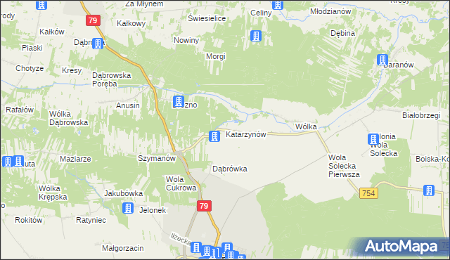 mapa Katarzynów gmina Lipsko, Katarzynów gmina Lipsko na mapie Targeo