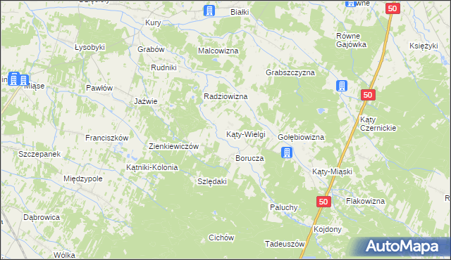 mapa Kąty-Wielgi, Kąty-Wielgi na mapie Targeo