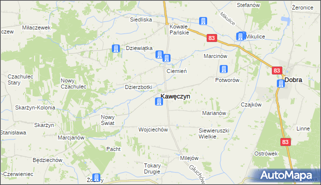 mapa Kawęczyn powiat turecki, Kawęczyn powiat turecki na mapie Targeo