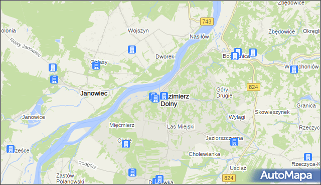 mapa Kazimierz Dolny, Kazimierz Dolny na mapie Targeo