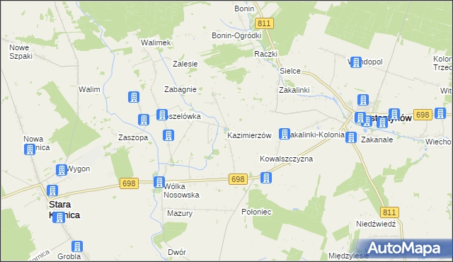 mapa Kazimierzów gmina Stara Kornica, Kazimierzów gmina Stara Kornica na mapie Targeo