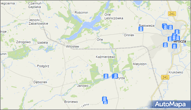 mapa Kaźmierzewo gmina Mrocza, Kaźmierzewo gmina Mrocza na mapie Targeo