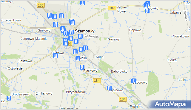 mapa Kępa gmina Szamotuły, Kępa gmina Szamotuły na mapie Targeo