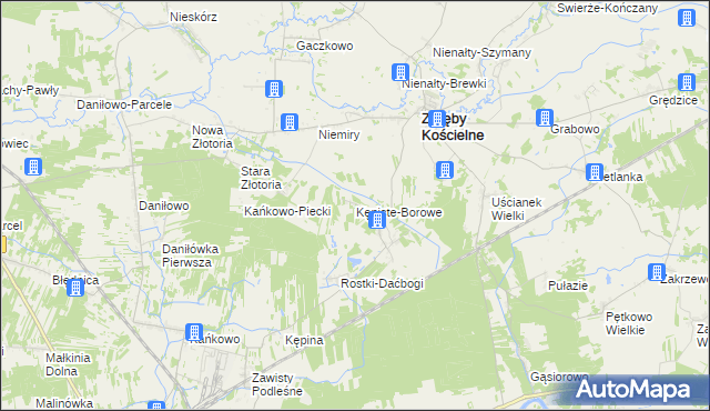 mapa Kępiste-Borowe, Kępiste-Borowe na mapie Targeo