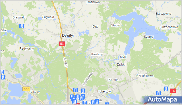 mapa Kieźliny, Kieźliny na mapie Targeo