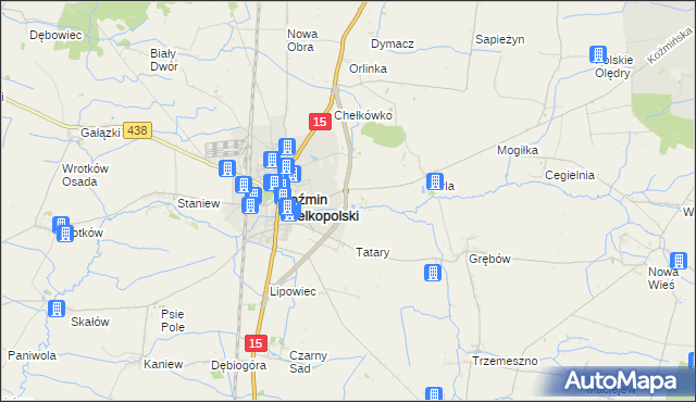 mapa Klatka gmina Koźmin Wielkopolski, Klatka gmina Koźmin Wielkopolski na mapie Targeo