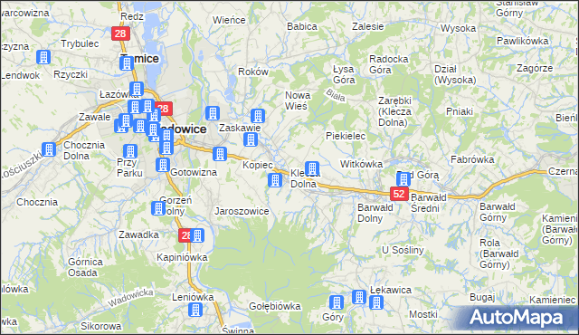 mapa Klecza Dolna, Klecza Dolna na mapie Targeo