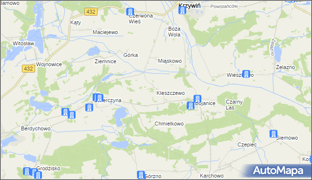 mapa Kleszczewo gmina Osieczna, Kleszczewo gmina Osieczna na mapie Targeo