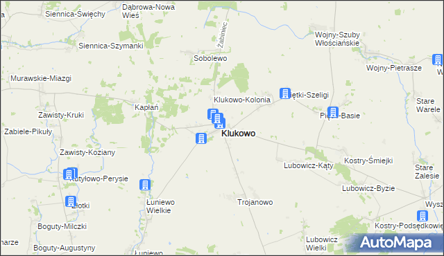 mapa Klukowo powiat wysokomazowiecki, Klukowo powiat wysokomazowiecki na mapie Targeo