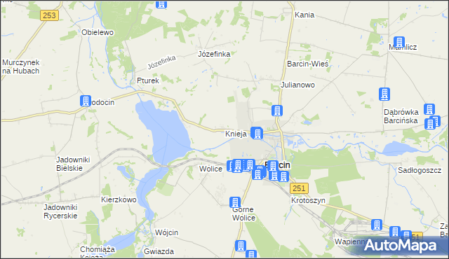 mapa Knieja gmina Barcin, Knieja gmina Barcin na mapie Targeo
