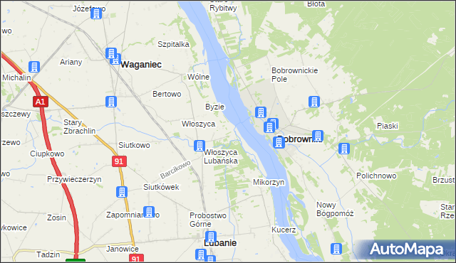 mapa Kocia Górka gmina Lubanie, Kocia Górka gmina Lubanie na mapie Targeo