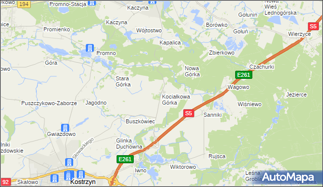 mapa Kociałkowa Górka, Kociałkowa Górka na mapie Targeo