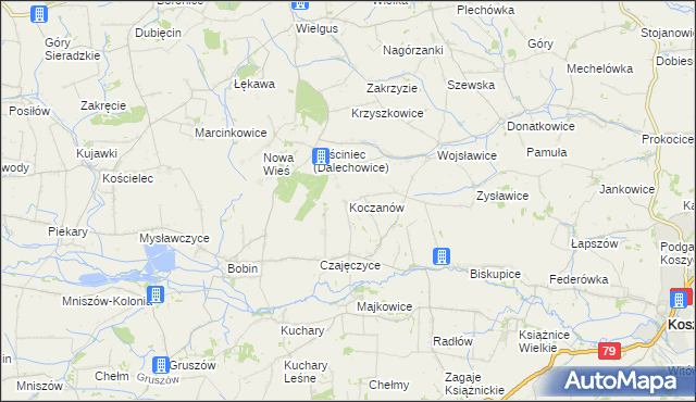 mapa Koczanów, Koczanów na mapie Targeo