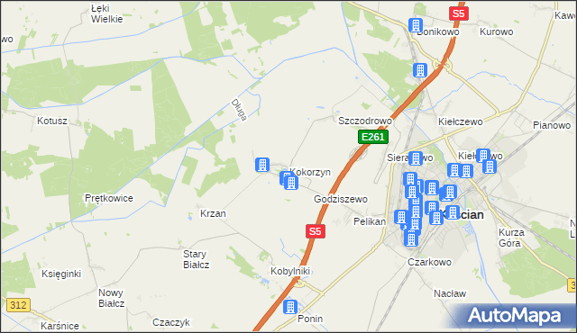 mapa Kokorzyn, Kokorzyn na mapie Targeo