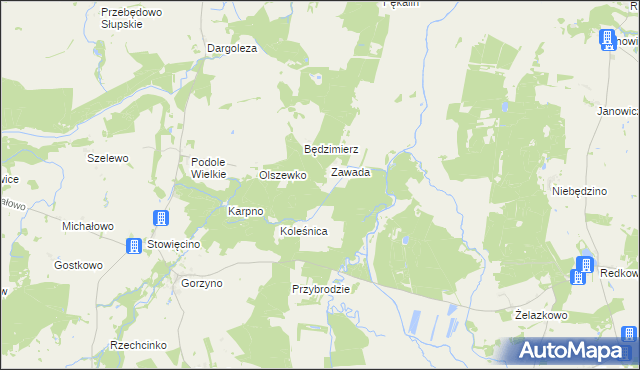 mapa Kokoszki gmina Główczyce, Kokoszki gmina Główczyce na mapie Targeo