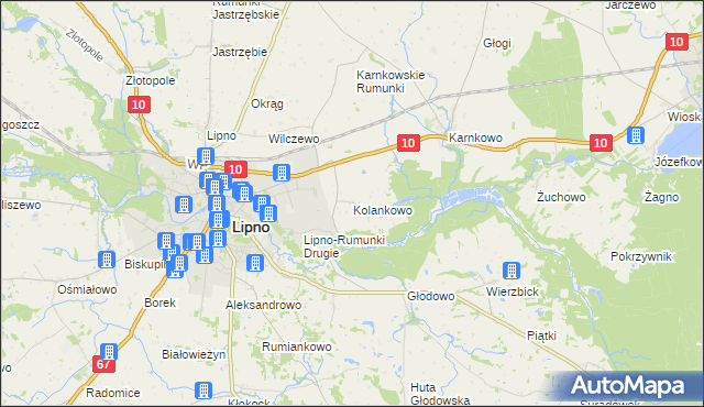 mapa Kolankowo gmina Lipno, Kolankowo gmina Lipno na mapie Targeo