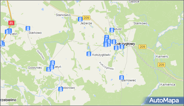 mapa Kołczygłówki, Kołczygłówki na mapie Targeo