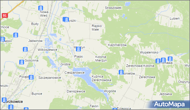 mapa Kolonia Mierzyn, Kolonia Mierzyn na mapie Targeo