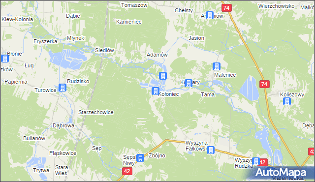 mapa Kołoniec, Kołoniec na mapie Targeo