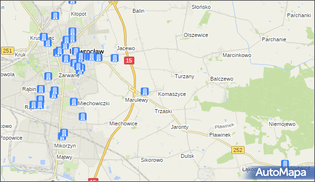 mapa Komaszyce gmina Inowrocław, Komaszyce gmina Inowrocław na mapie Targeo