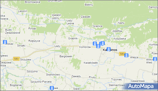 mapa Komorów gmina Kampinos, Komorów gmina Kampinos na mapie Targeo