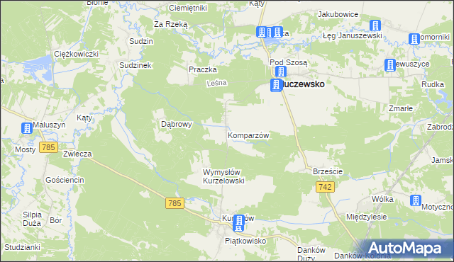 mapa Komparzów, Komparzów na mapie Targeo
