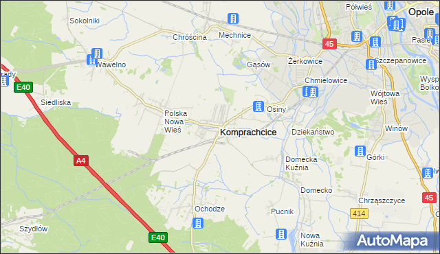 mapa Komprachcice, Komprachcice na mapie Targeo