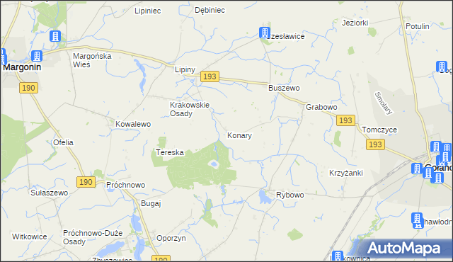 mapa Konary gmina Gołańcz, Konary gmina Gołańcz na mapie Targeo