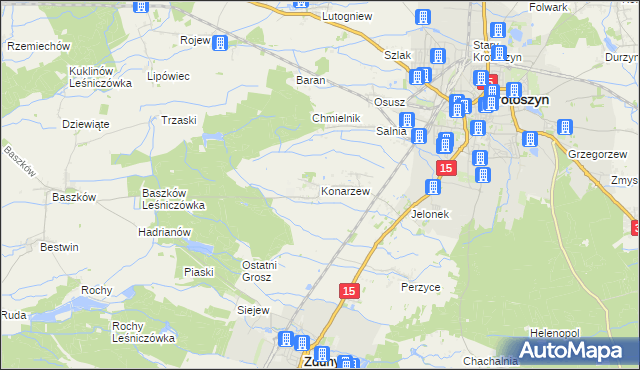 mapa Konarzew gmina Zduny, Konarzew gmina Zduny na mapie Targeo