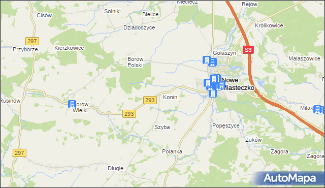 mapa Konin gmina Nowe Miasteczko, Konin gmina Nowe Miasteczko na mapie Targeo