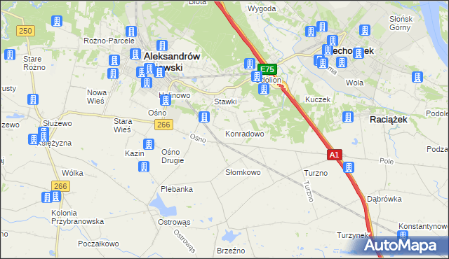 mapa Konradowo gmina Aleksandrów Kujawski, Konradowo gmina Aleksandrów Kujawski na mapie Targeo