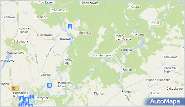 mapa Konstancjewo, Konstancjewo na mapie Targeo