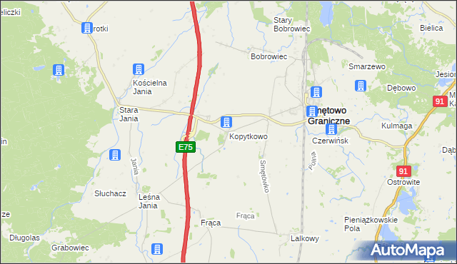 mapa Kopytkowo gmina Smętowo Graniczne, Kopytkowo gmina Smętowo Graniczne na mapie Targeo