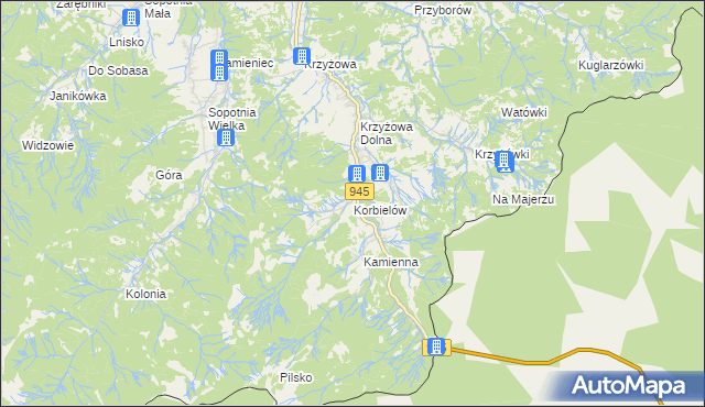 mapa Korbielów, Korbielów na mapie Targeo