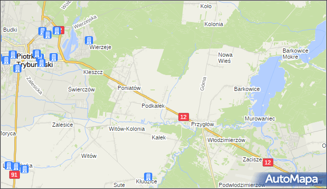mapa Korytnica gmina Sulejów, Korytnica gmina Sulejów na mapie Targeo