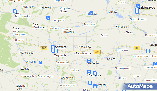 mapa Kościejów, Kościejów na mapie Targeo