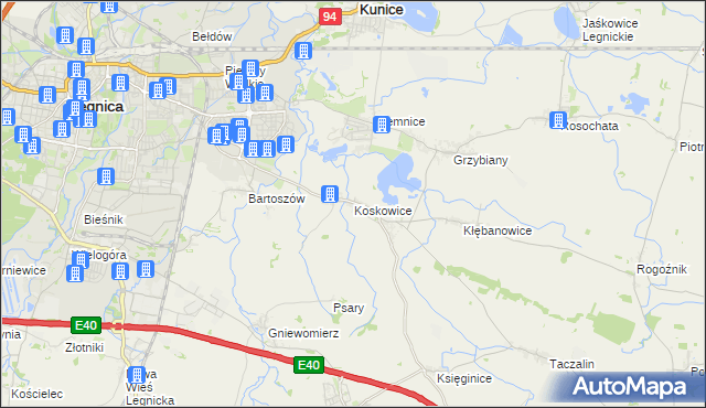 mapa Koskowice, Koskowice na mapie Targeo