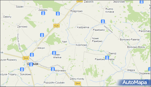 mapa Kosmowo gmina Czernice Borowe, Kosmowo gmina Czernice Borowe na mapie Targeo