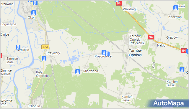 mapa Kosorowice, Kosorowice na mapie Targeo