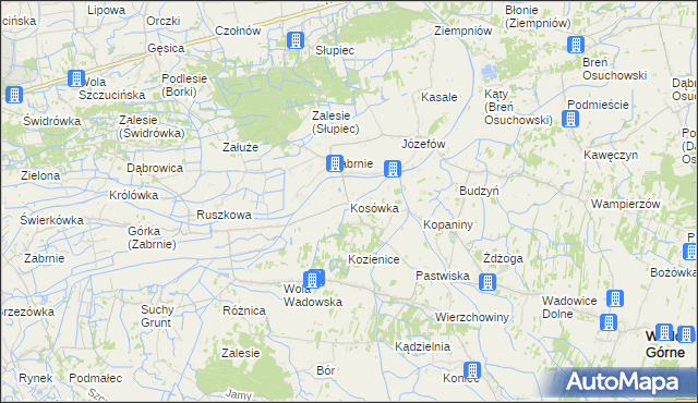 mapa Kosówka gmina Wadowice Górne, Kosówka gmina Wadowice Górne na mapie Targeo