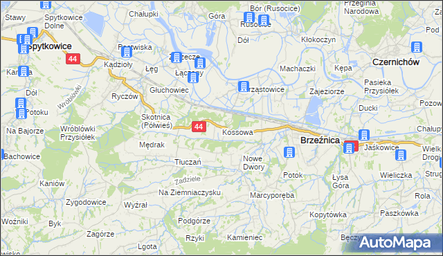 mapa Kossowa, Kossowa na mapie Targeo