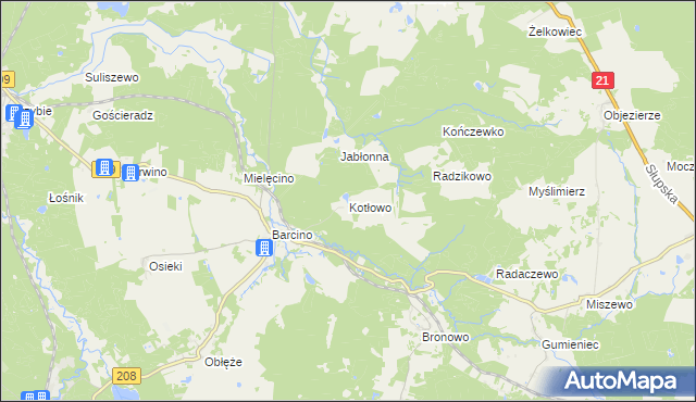 mapa Kotłowo gmina Kępice, Kotłowo gmina Kępice na mapie Targeo