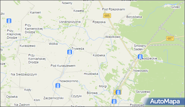 mapa Kotówka gmina Hajnówka, Kotówka gmina Hajnówka na mapie Targeo