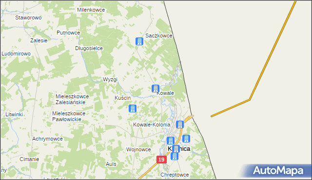 mapa Kowale gmina Kuźnica, Kowale gmina Kuźnica na mapie Targeo