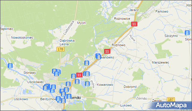 mapa Kowanówko, Kowanówko na mapie Targeo