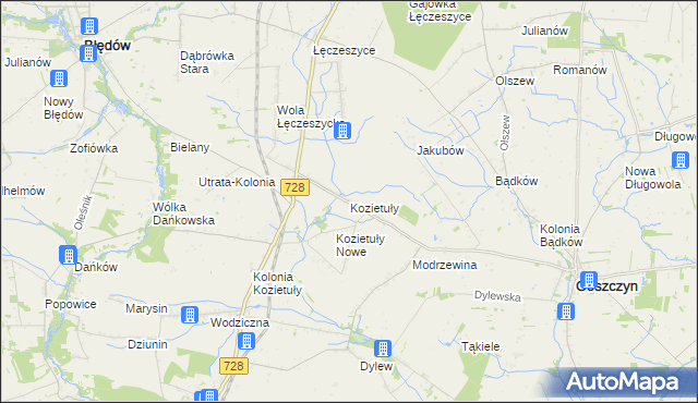mapa Kozietuły, Kozietuły na mapie Targeo