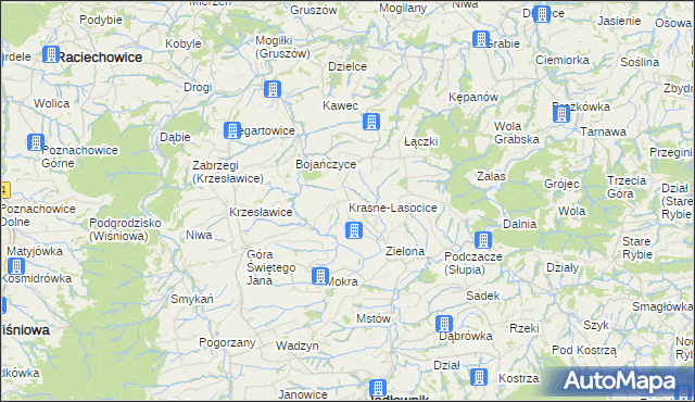 mapa Krasne-Lasocice, Krasne-Lasocice na mapie Targeo