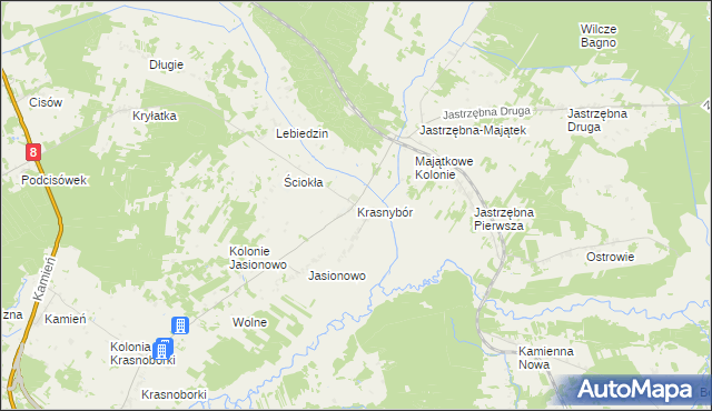 mapa Krasnybór, Krasnybór na mapie Targeo