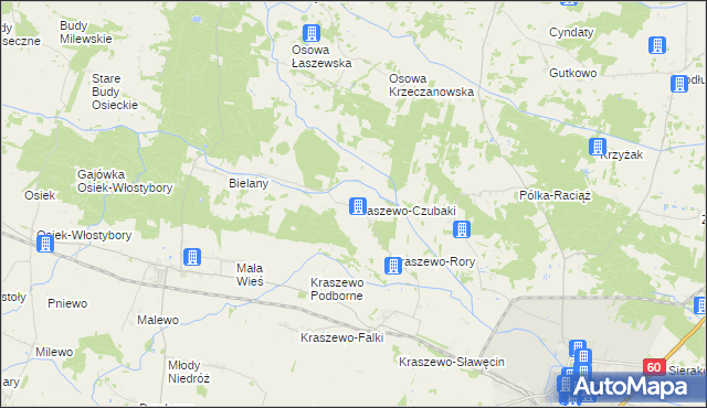 mapa Kraszewo-Czubaki, Kraszewo-Czubaki na mapie Targeo