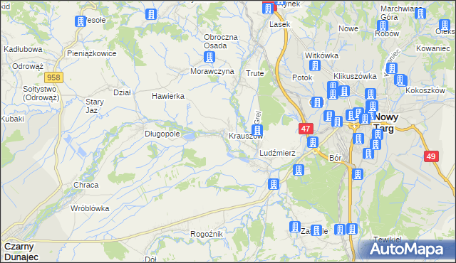 mapa Krauszów, Krauszów na mapie Targeo
